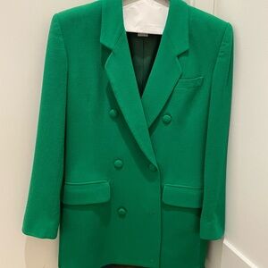 Green Double Breasted Jag Authentic Blazer with Shoulder Pads